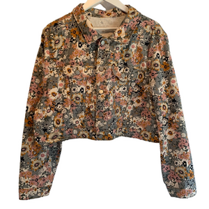 Garden Floral Cropped Denim Jacket